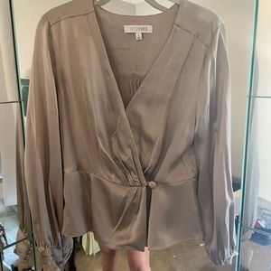 Intermix gold/tan silk blouse.